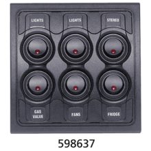 BEP 1000 serie schakelpaneel, 6 schakelaars, 12 Volt